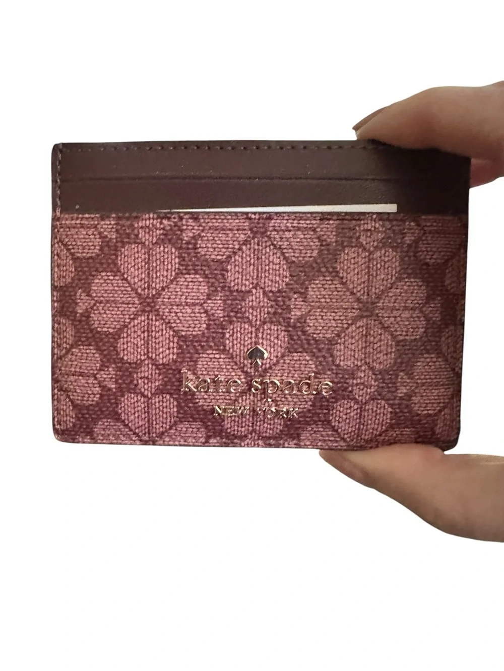 Kate Spade New York Spade Flower Slim Card Holder Wallet Grenache NWT
